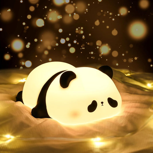 ® Nachtlicht Kinder, Panda Lampe Dimmbar, Cute Panda LED Nachttischlampe Aufladbar Mit Timer, Schlaflampe Für Kinder, Silikon Nachtlampe Für Kinderzimmer